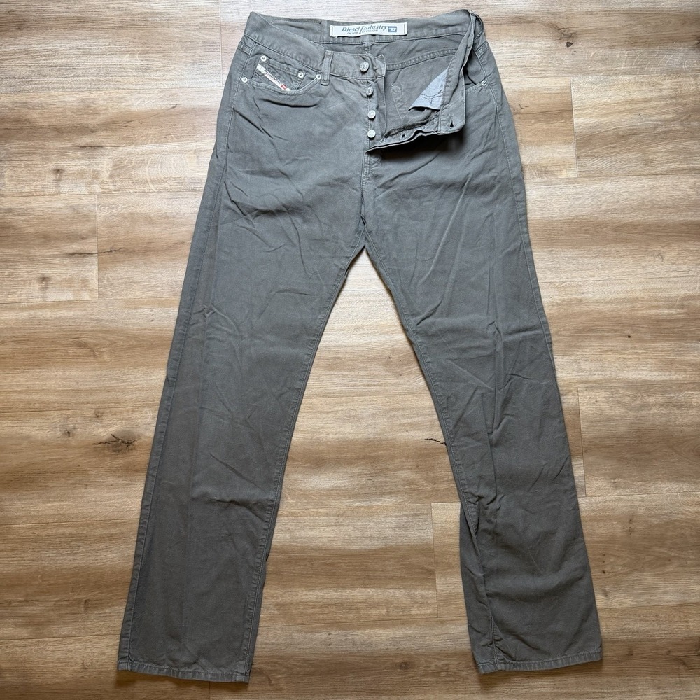 Vintage Diesel Kulter Jeans Men 32x32 Sage Green Straight Leg Linen Blend Tag34